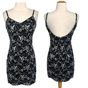 Little black + white lace and sequined‎ dress